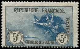 ** EMISSIONS DU XXème SIECLE - 155   1ère Série Orphelins,  5f. + 5f. Noir Et Bleu, Gomme Altérée, Aspect TB - Unused Stamps