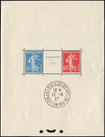 ** EMISSIONS DU XXème SIECLE - 241/42 Expo Strasbourg, BF N°2, Oblitération Hors Timbres, Inf. Adh. Dans Un Angle, La Pa - Unused Stamps