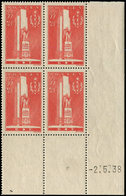 ** EMISSIONS DU XXème SIECLE - 395   Santé Militaire, 55c. + 45c. Rouge, BLOC De 4 CD 2/5/38, La Paire Sup. Est *, TB - Unused Stamps