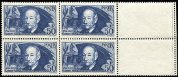 ** EMISSIONS DU XXème SIECLE - 398a  Clément Ader, 50f. Outremer Foncé, Papier épais, BLOC De 4 Bdf, TB - Unused Stamps