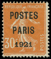 (*) PREOBLITERES - 29  30c. Orange, POSTES PARIS 1921, TB - 1893-1947