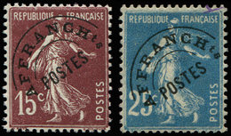 * PREOBLITERES - 53a Semeuse Camée, 15c. Brun Violet Et N°56a 25c. Bleu, Tous Les 2 Surcharge à Plat, TB - 1893-1947