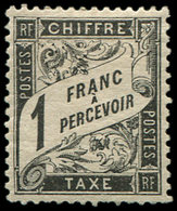 * TAXE - 22   1f. Noir, Une Dent Courte Sinon TB - 1859-1959 Gebraucht