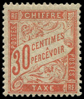 * TAXE - 34  30c. Rouge-orange, Infime Ch., TTB. Br - 1859-1959 Gebraucht