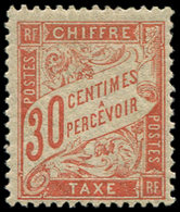 * TAXE - 34  30c. Rouge-orange, Infime Ch., TTB. Br - 1859-1959 Oblitérés
