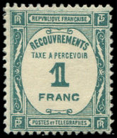 ** TAXE - 60   1f. Bleu-vert, TB - 1859-1959 Oblitérés