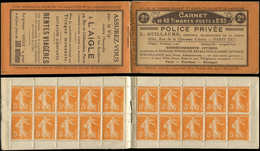 CARNETS (N° Yvert) - 158-C2    Semeuse Camée,  5c. Orange, N°158a, T IIA, S. 11, POLICE PRIVEE, Pli Accordéon Sur La Cou - Sonstige & Ohne Zuordnung