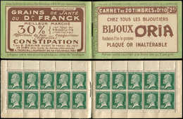 CARNETS (N° Yvert) - 170-C1    Pasteur, 10c. Vert, N°170, S. 39, ORIA-Dr FRANCK, TB - Sonstige & Ohne Zuordnung