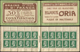 CARNETS (N° Yvert) - 170-C1    Pasteur, 10c. Vert, N°170, S. 39, ORIA-Dr FRANCK, TB - Autres & Non Classés