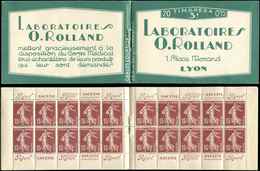 CARNETS (N° Yvert) - 189-C1    Semeuse Camée, 15c. Brun-lilas, N°189, T I, Laboratoires ROLLAND, TB - Andere & Zonder Classificatie