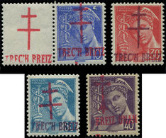 ** TIMBRES DE LIBERATION - BRETAGNE TRECH BREIZ 1/4 : Mercure, La Série, TB, Signés Mayer - Befreiung