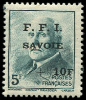 ** TIMBRES DE LIBERATION - CHAMBERY 2 : +10f. Sur 5f. Vert (gravé), TB - Libération