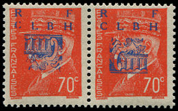 * TIMBRES DE LIBERATION - DECAZEVILLE 3 : 70c. Orange, PAIRE Surch. T II Et T III, TB - Libération