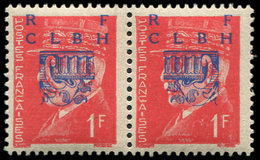 ** TIMBRES DE LIBERATION - DECAZEVILLE 4 : 1f. Rouge, PAIRE T I Et T II, Surcharges RECTO-VERSO, TB - Befreiung