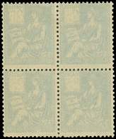 ** VARIETES - 114c  Mouchon, 25c. Bleu, T I, BLOC De 4, IMPRESSION RECTO VERSO Des Timbres, TB - Ungebraucht