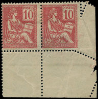 * VARIETES - 116   Mouchon, 10c. Rouge, PAIRE Cdf, Variété De PIQUAGE, TB - Ungebraucht