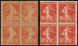 ** VARIETES - 138m  Semeuse Camée, 10c. Rouge, T IA, Impression RECTO-VERSO, BLOC De 4, TB - Unused Stamps