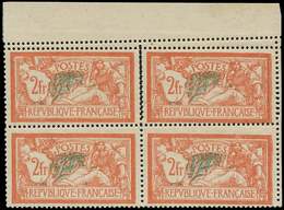 ** VARIETES - 145   Merson,  2f. Orange Et Vert Bleu, BLOC De 4 Bdf, DOUBLE PIQUAGE Horiz. Paire Supérieure, TB - Unused Stamps
