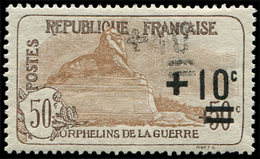 * VARIETES - 167   2ème Série Orphelins, +10c. S. 50c. + 50c. Bistre, DOUBLE SURCHARGE (faible), Froissure De Gomme, TB. - Unused Stamps