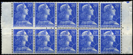 ** VARIETES - 1011B  Muller, 20f. Bleu, BLOC De 10 Avec RACCORD, TB - Nuevos