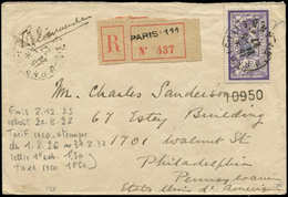 Let LETTRES DU XXe SIECLE - N°206 24/5/27 Paris, Env. Rec. P. L'Etranger, TB - Covers & Documents