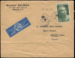 Let LETTRES DU XXe SIECLE - N°730 Obl. Paris 12/10/45 Pour Etats-Unis, TB - Covers & Documents