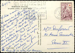 Let LETTRES DU XXe SIECLE - N°1048 Obl. Càd Bordeaux 9/1/56 S. CP Ill. + 5 Mots, TB - Briefe U. Dokumente