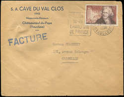 Let LETTRES DU XXe SIECLE - N°1081 Obl. 27/11/56 S. Env. Facture, TB - Covers & Documents