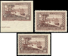 * ALGERIE 100 : 10f. + 10f. Marron + N°100a Dent. 11 Et Non Dentelé, TB - Sonstige & Ohne Zuordnung