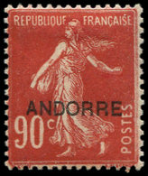 * ANDORRE 12 : 90c. Rouge, TB - Unused Stamps
