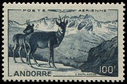 ** ANDORRE PA 1 : 100f. Bleu Ardoise, Isards, TB - Poste Aérienne