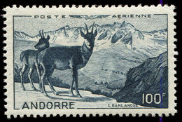 * ANDORRE PA 1 : 100f. Bleu Ardoise, Isards, TB - Poste Aérienne