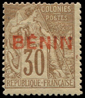 * BENIN 9 : 30c. Brun, Surch. Rouge, NON EMIS, Une Dc, B/TB - Autres & Non Classés