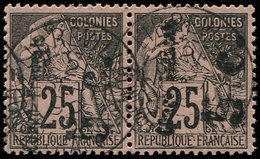 CONGO 4Aa : 5c. Sur 25c. Noir Sur Rose, Surch. Verticale, PAIRE Obl., TB. Br - Sonstige & Ohne Zuordnung