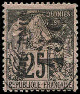 CONGO 7b : 15c. Sur 25c. Noir Sur Rose, Surcharge Verticale, Obl., TB - Sonstige & Ohne Zuordnung