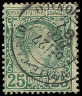 MONACO 6 : 25c. Vert, Charles III, Obl., TB - Unused Stamps