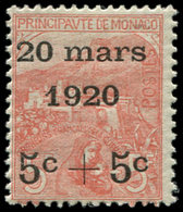 ** MONACO 38 : 5c. + 5c. Sur 5f. + 5f., TB - Unused Stamps