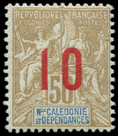 * NOUVELLE CALEDONIE 109a : 10 Sur 50c. Bistre, CHIFFRES ESPACES, TB - Nuevos