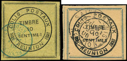 REUNION Colis Px 1 Et 7 : 10c. Cadre Noir Et 10c. Cadre Bleu Et Papier Saumon, Obl. Càd De 1890 Et 1906, TB - Sonstige & Ohne Zuordnung