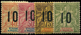 * SAINT PIERRE ET MIQUELON 94/104 : Types Grouge Surch., TB - Unused Stamps