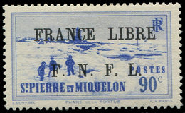 * SAINT PIERRE ET MIQUELON 262 : 90c. Bleu, FRANCE LIBRE, TB - Nuevos