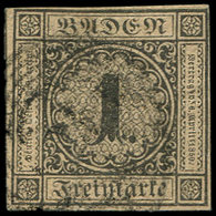 ALLEMAGNE (ANCIENS ETATS) BADE 1 : 1k. Bistre, Obl., TB - Other & Unclassified