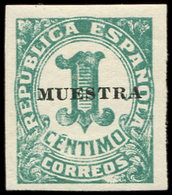 ** ESPAGNE 526 : 1c. Vert, Surcharge MUESTRA Noire, TB - Gebraucht