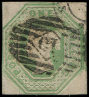 GRANDE BRETAGNE 7 : 1s. Vert, Obl., Court Au Filet, Belle Présentation - Used Stamps