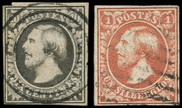 LUXEMBOURG 1/2 : 10c. Gris-noir Et 1s. Brun-rouge, Obl., TB - 1852 Willem III