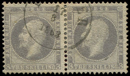 NORVEGE 3 : 3s. Violet-gris, PAIRE Obl., TB - Used Stamps