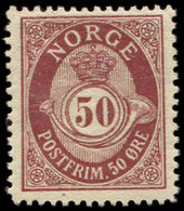 * NORVEGE 56 : 50s. Brun Carminé, Cor Sans Ombre, TB - Used Stamps