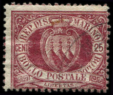 SAINT MARIN 5 : 25c. Brun Carminé, Obl., TB - Unused Stamps