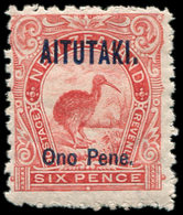 * AITUTAKI 6 : One Pence S. 6p. Rouge, TB - Aitutaki