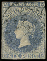 AUSTRALIE DU SUD 3 : 6p. Bleu Foncé, Obl., Au Filet, TB - Used Stamps